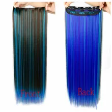 Wignee, прямые волосы, 5 клипов, для наращивания волос, высокая температура, синтетические волосы, смешанные, зеленый/синий/розовый, натуральные волосы для женщин