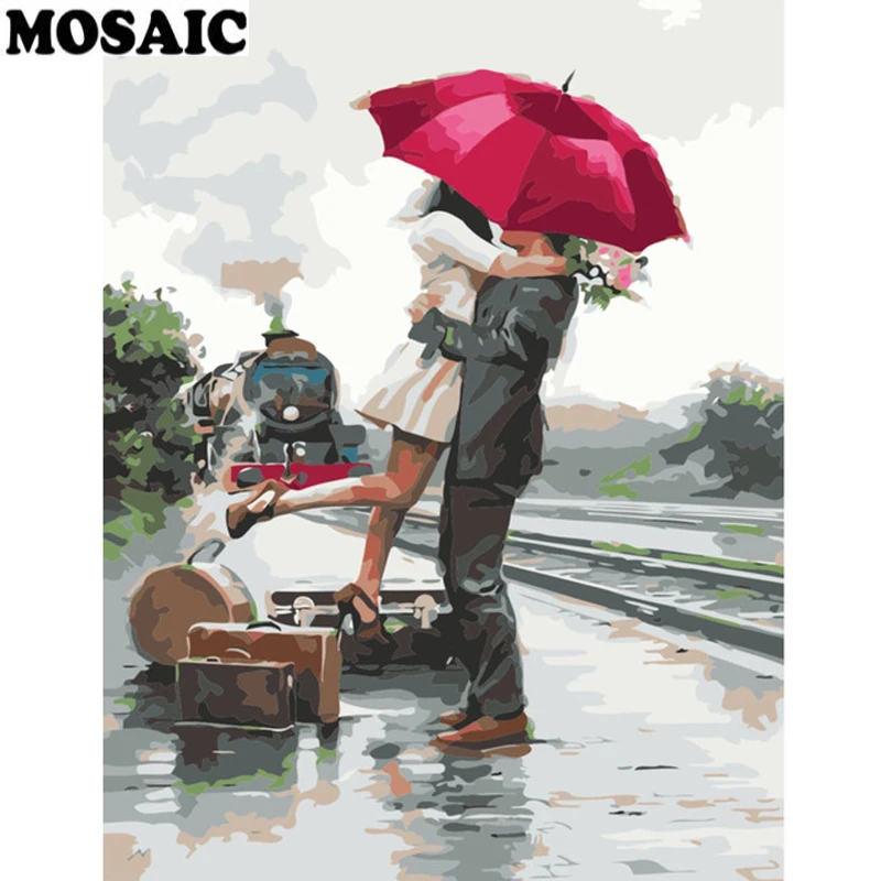 

Full Square/Round Drill 5D DIY Diamond Painting"under the umbrella lover Landscape"3D Diamond Embroidery Cross Stitch Home Decor