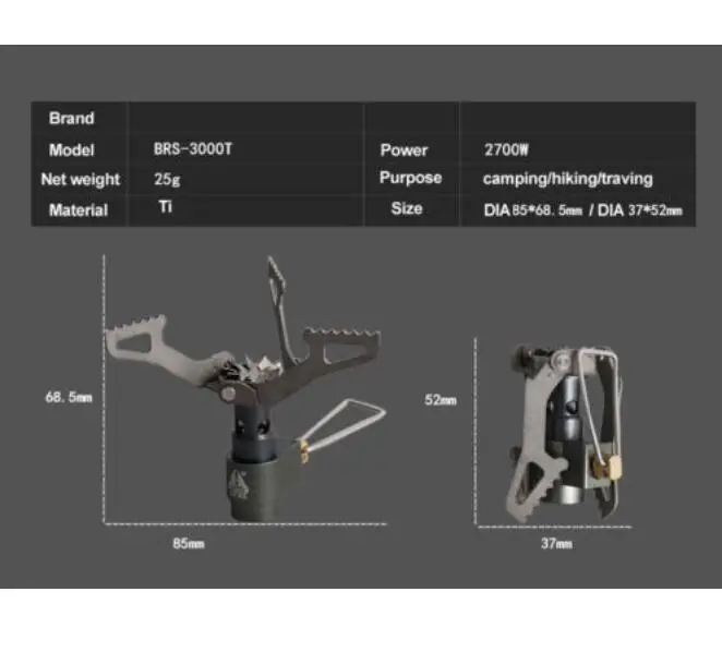 25 г BRS цельный Титан сплав Открытый Пособия по кулинарии складной газовая плита 2700 Вт
