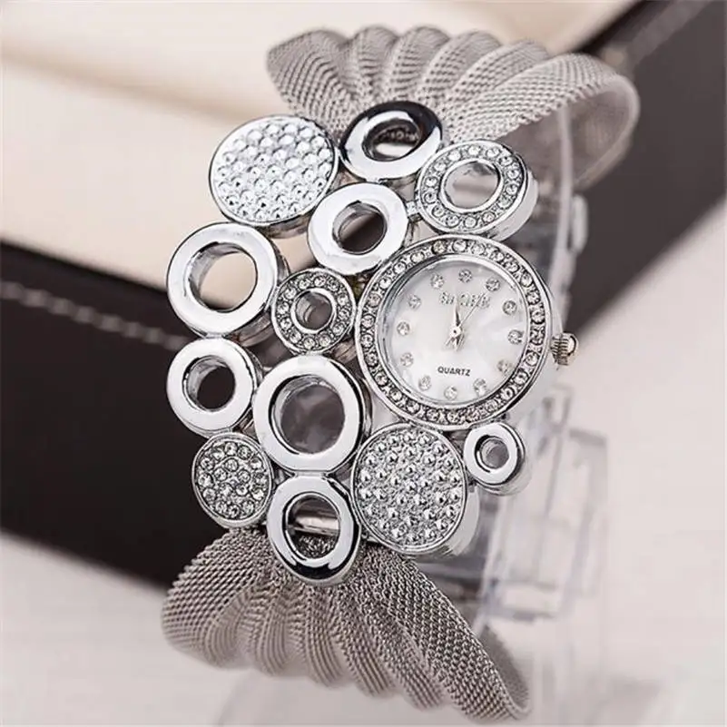 Новая мода роскошные часы Для женщин Нержавеющая сталь кварц браслет женские часы золотые часы relogios AA5 - Цвет: B