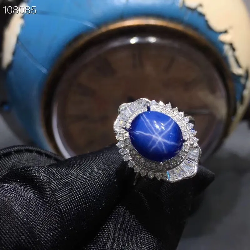 Сапфировое кольцо, Звездный сапфир, сертификат подлинности, 925 серебро, размер на заказ, драгоценный камень 5 карат
