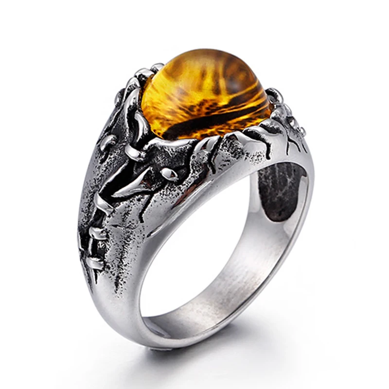 Мужское кольцо из нержавеющей стали в стиле панк с опалом|jewelry rings|stainless steel ringring for