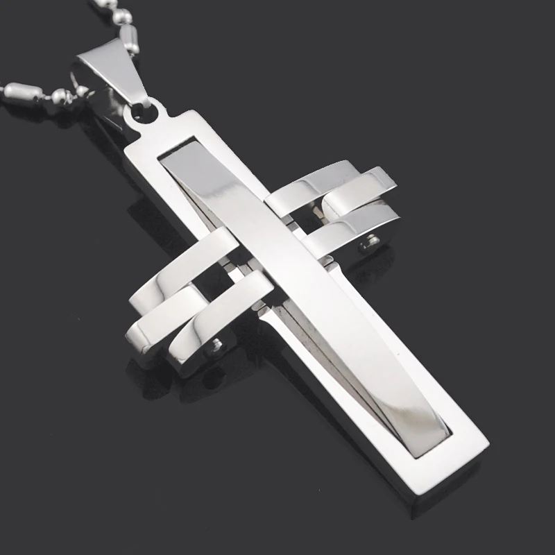 ATGO Black Cross 2019 New HOT SALE Fashion Jewelry Charm chain Women's/Men's Stainless steel Necklaces For Boys And Girls Lover 2