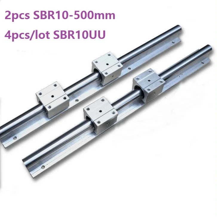 

2pcs SBR10 L-500mm support rail linear guide + 4pcs SBR10UU linear bearing blocks for CNC router parts