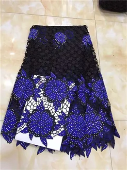 

Nigerian Lace Latest African Lace Swiss lace Bridal Lace Fabric Royal Blue African High Quality Rhinestones Lace Fabric 5Yards