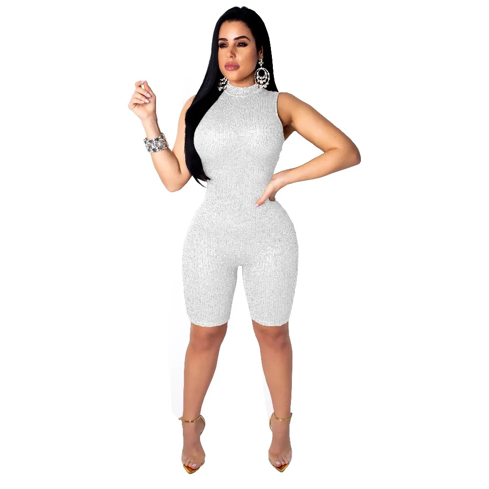 Tsuretobe Sexy Playsuit Для женщин мода рукавов Bodycon клубный комбинезон женский летний элегантный повседневный укороченный комбинезон тонкий