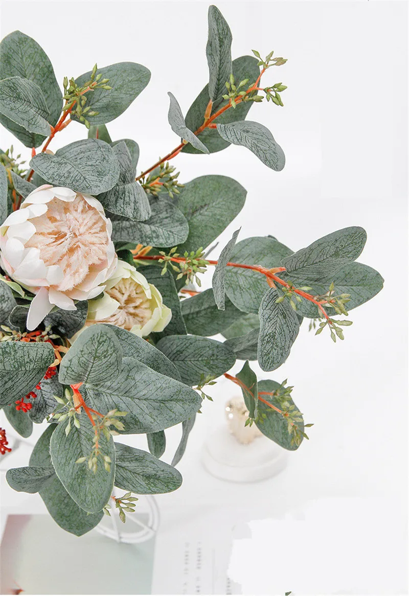 83 см искусственные цветы из Нидерландов с фруктовым эвкалиптом декоративное перо Дом Стол Ландшафтный поддельные палнт свадебные принадлежности