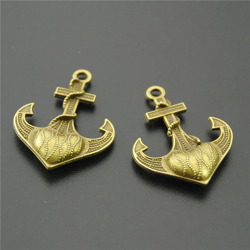 8PCS Antique Bronze Anchors Charm Pendants Fit European Bracelet Made