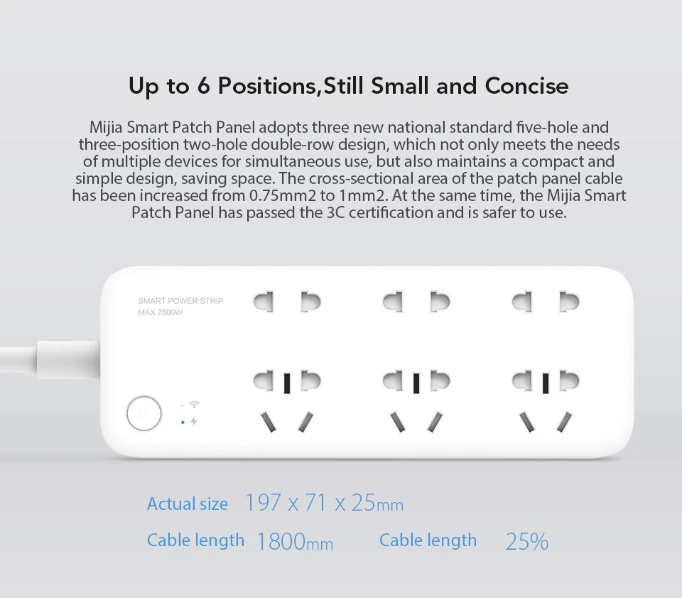 Original Xiaomi Mijia Smart Power Strip Wifi Remote Control Outlet Powerful 6 Ports Power Socket White (4)