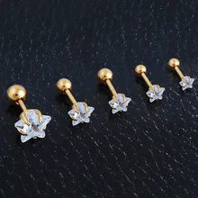 2 шт./лот Милая Звезда Циркон ушной хрящ Хеликс шпильки для пирсинга серьги из нержавеющей стали для женщин мужчин девочек мальчиков унисекс ювелирные изделия
