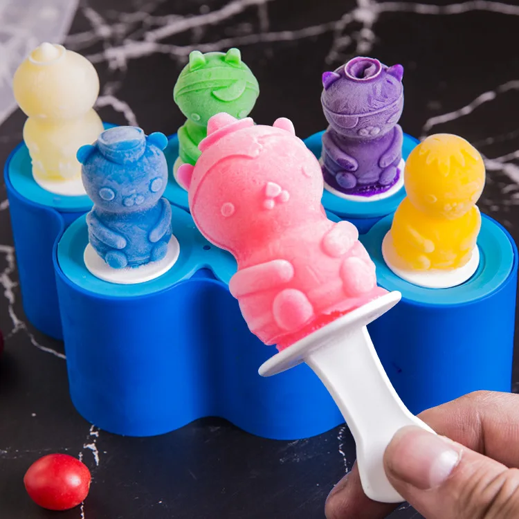 

food grade Creative silicone ice cream mold ugly fish stick Ice lolly Moulds ice die DIY Popsicle molds COLOR RANDOM hot sale