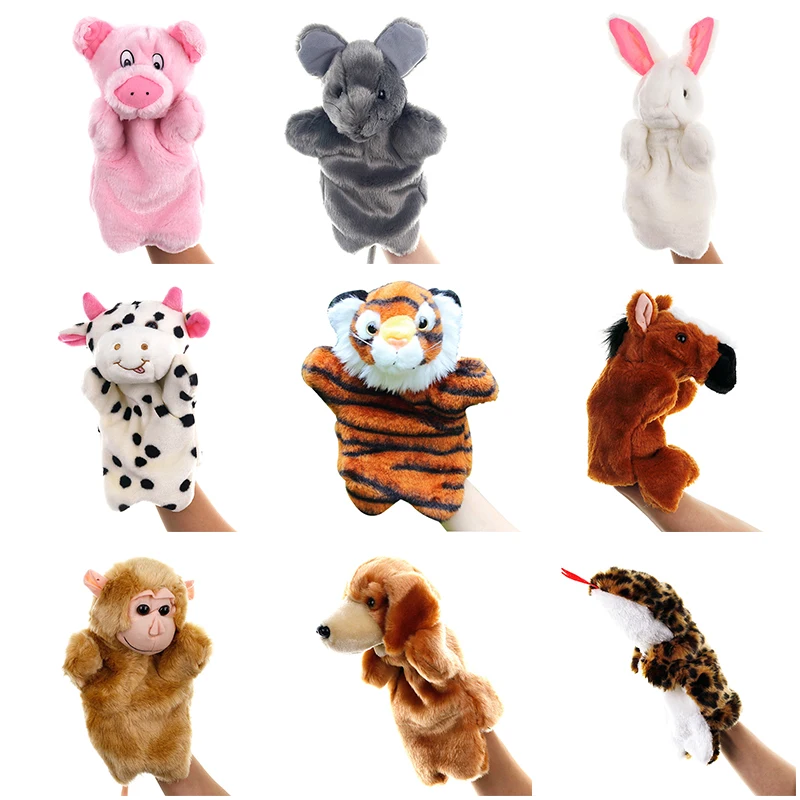 

Cute Animal Hand Puppets Dolls Plush Toys Handpop Fantoche Children Education Story Telling Family Party Monkey Bunny Snake Cow