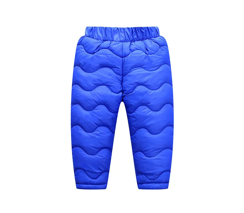 Теплые пуховые штаны для маленьких девочек и мальчиков; Зима г.; Детские Пуховые штаны высокого качества; пуховые брюки для малышей; детские леггинсы; Одежда для мальчиков - Цвет: Синий