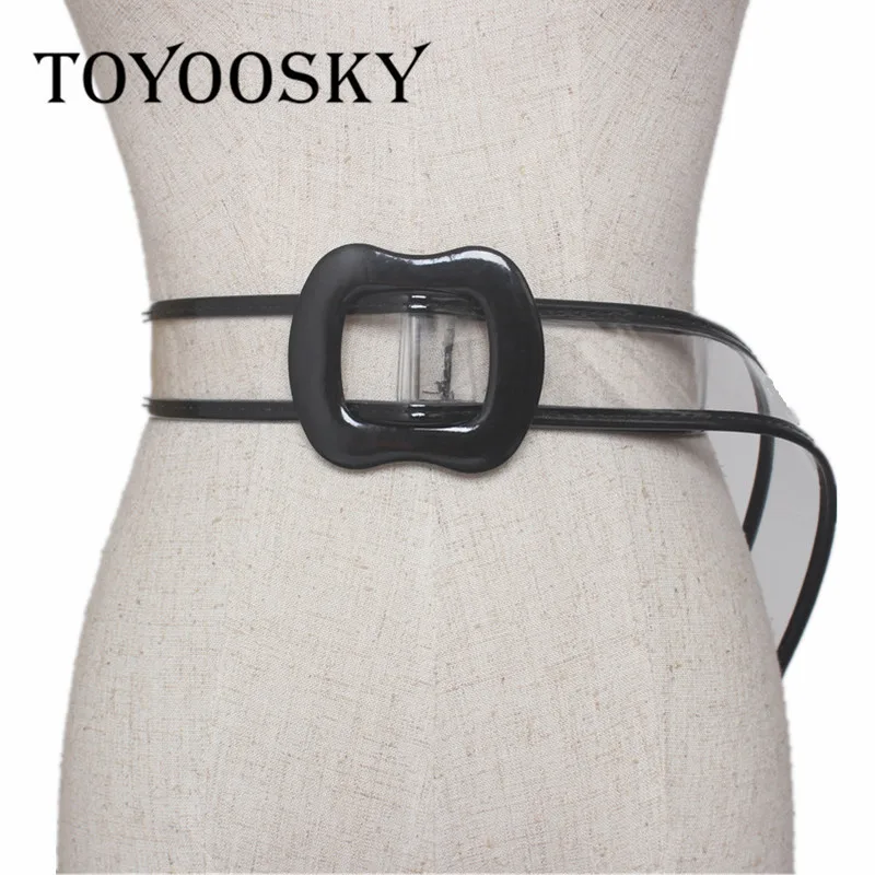 Модный женский пластиковый ремень TOYOOSKY из ПВХ прозрачная Пряжка 8 шт. с оборками