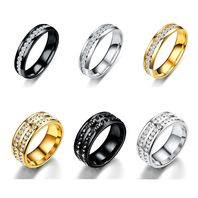 New Gold Colour 316L Stainless Steel Ring Titanium Steel Engagement Wedding Ring New Gold Colour 316L Stainless Steel Ring Titanium Steel Engagement Wedding Ring