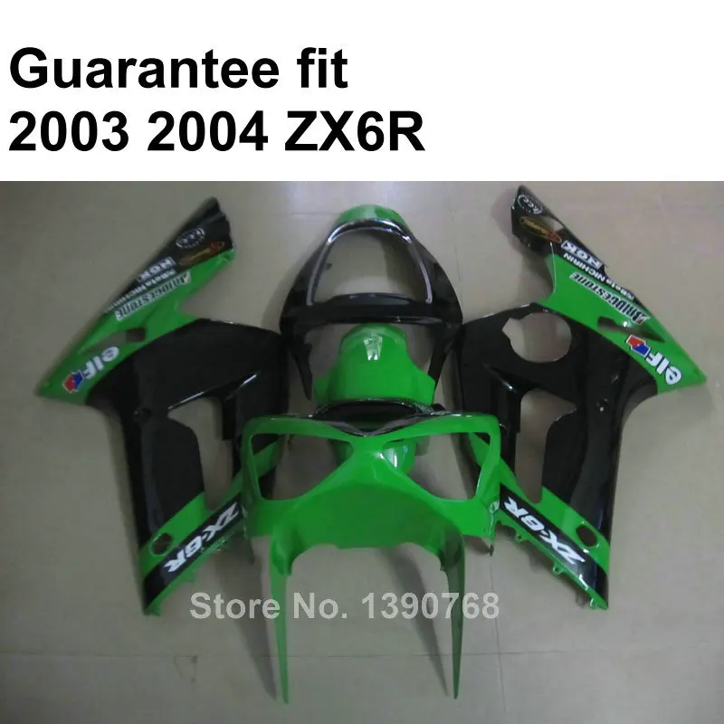 Бесплатный комплект обтекателей на заказ для Kawasaki ZX6R 03 04 темно-зеленые черные