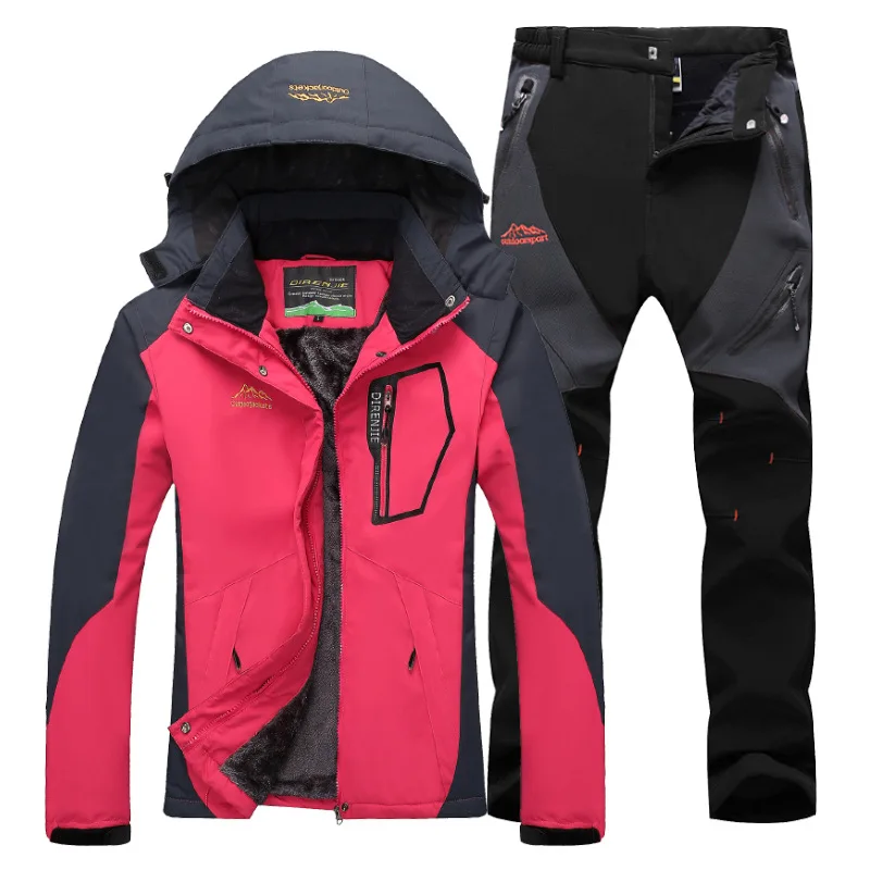 

In autumn and winter outdoor dress with velvet heavy clothes women's suits warm windproof waterproof hiking ski suit