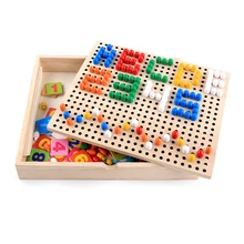 Детские деревянные игрушки гриб ногтей бусины мультфильм одежда для медвежонка пазл, мозаика обучения учебная доска головоломки E2864Z