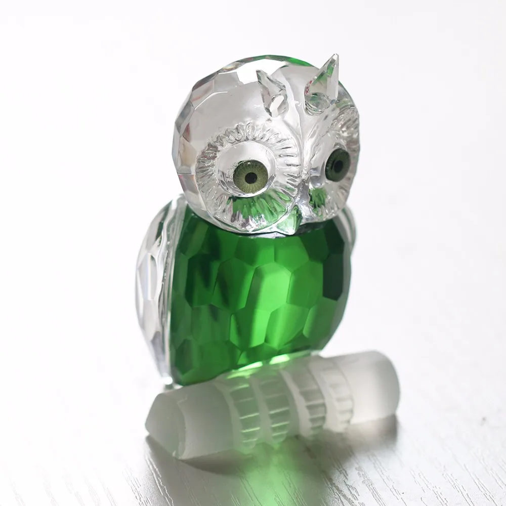 

H&D 2.7'' Green Crystal Owl Figurine Collection Paperweight Table Centerpiece Ornament Home Wedding Decoeration Souvenir Gifts