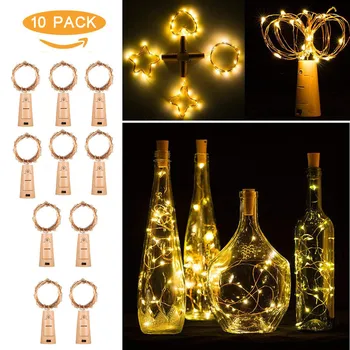 

10PC Powered LED Wine Bottle Stopper Copper Wire String Lights Fairy Lamp Outdoor Party Wedding Decoration Home Decor #10
