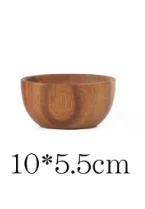 Цельная Деревянная миска из твердой акации, европейская плоская подошва, прочная миска для салата, лапши, супа, приготовления пищи - Цвет: 10x5.5cm