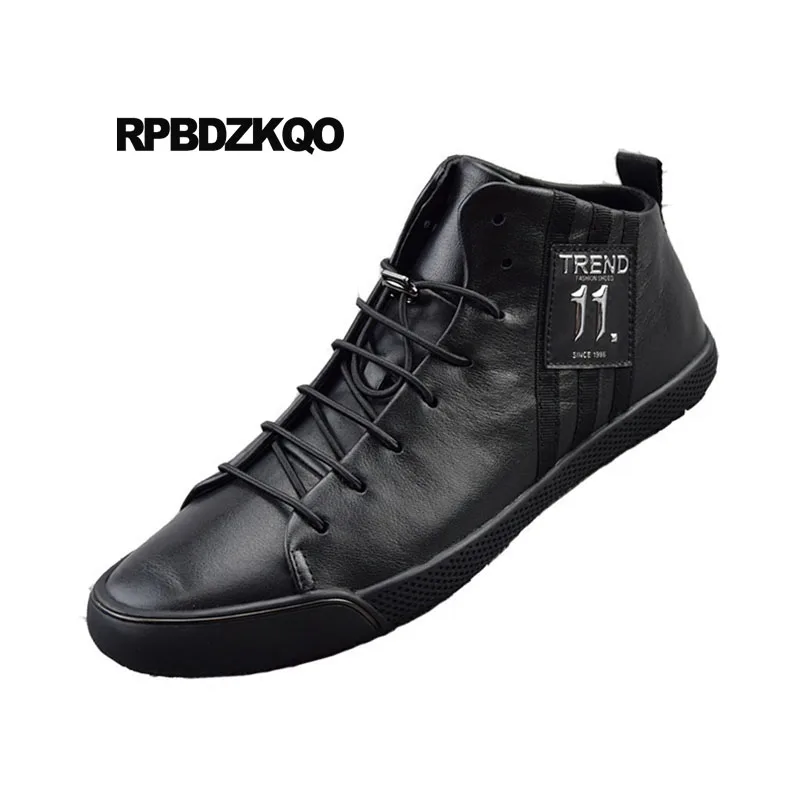 Deporte Zapatillas Calidad Lujo Alta Skate Casuales Superior Zapatos De Encaje Cuero Europea Británico Negro Marca Genuino Hombres Estilo fqxnU0O6n