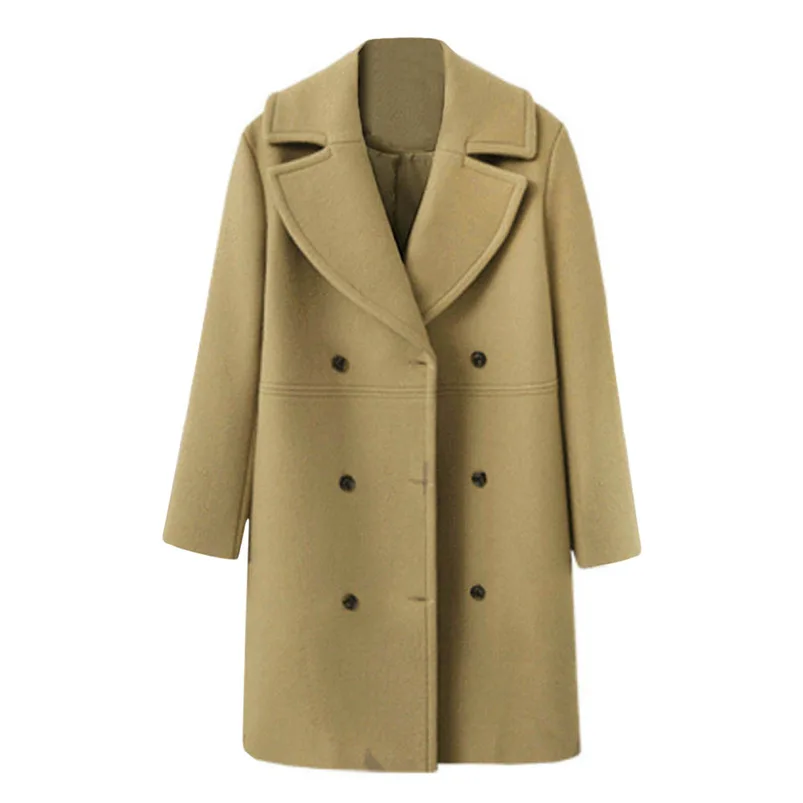 Hot Sale Coat Women Winter 2018 Long Sleeve Coat Button Woolen Jacket Coat Work Office Women Clothes Warm Coat Girl #O02
