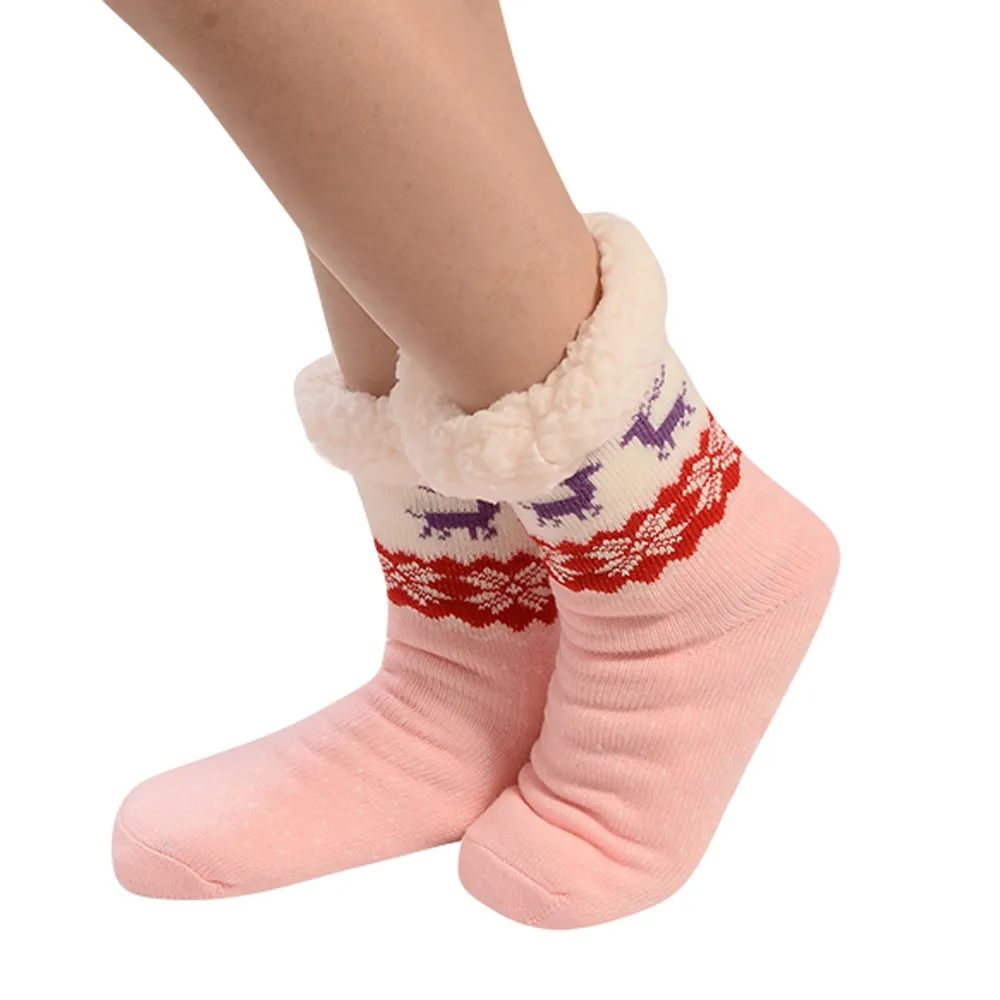 Женские рождественские носки, рождественские украшения, подарок, женские хлопковые носки, с принтом, толстые, противоскользящие носки-тапочки, носки для ковров, Navidad#15 - Цвет: F