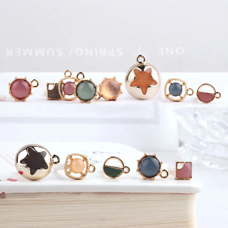 

Diy handmade jewelry accessories retro multicolor variety of human tears pentagram earrings earrings pendant material