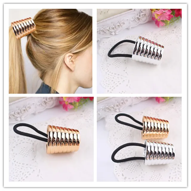 Fashion Women Jewelry Metal Hair Ring Gold/silver Plated Elastic Cone