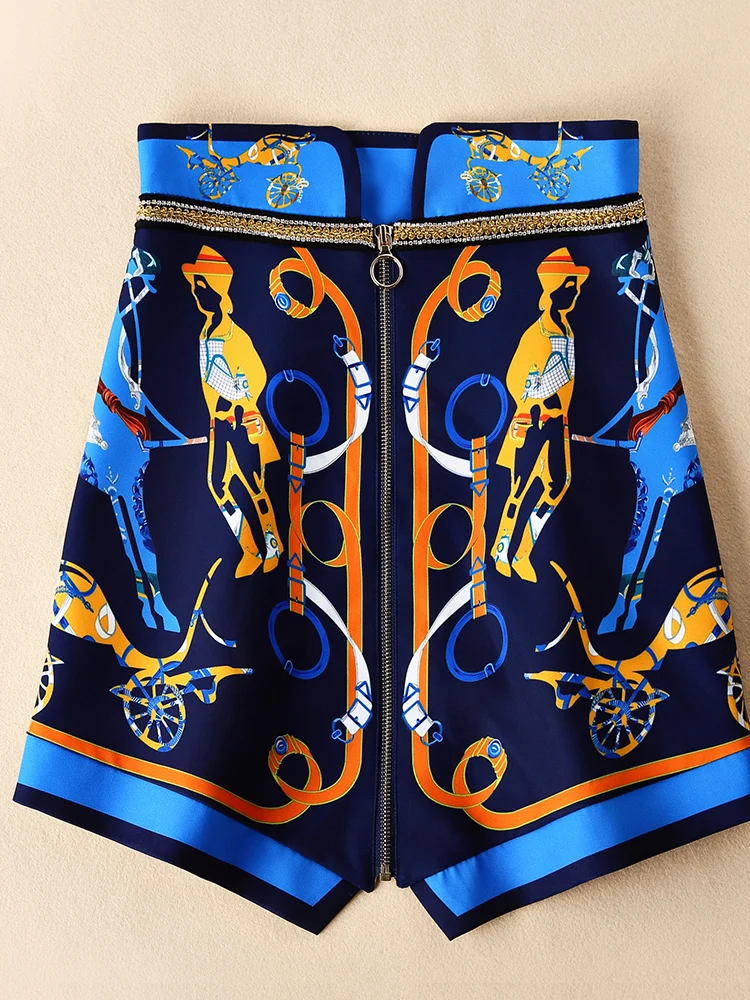 Ziwwshaoyu Мода o-образным вырезом три четверти топ+ Империя юбка элегантный характер печати устанавливает сезон весна-лето новые женские