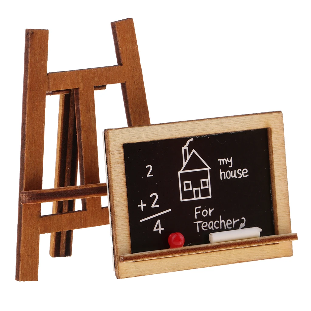 1:12 Miniature Blackboard Chalkboard W/ Easel Dollhouse Classroom Accessory