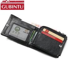 

GUBINTU Real Genuine Leather Men Wallets Short Soft Coin Purse Luxury Male Card Holder Money Bag Standard Carteira Masculina