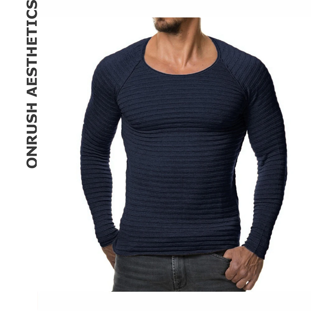 

OA 2017 Autumn Winter New Mens Hot Sale Round Collar Knitted Sweaters Bodybuilding Slim Fit Breathable Knitwear Pullover Tops