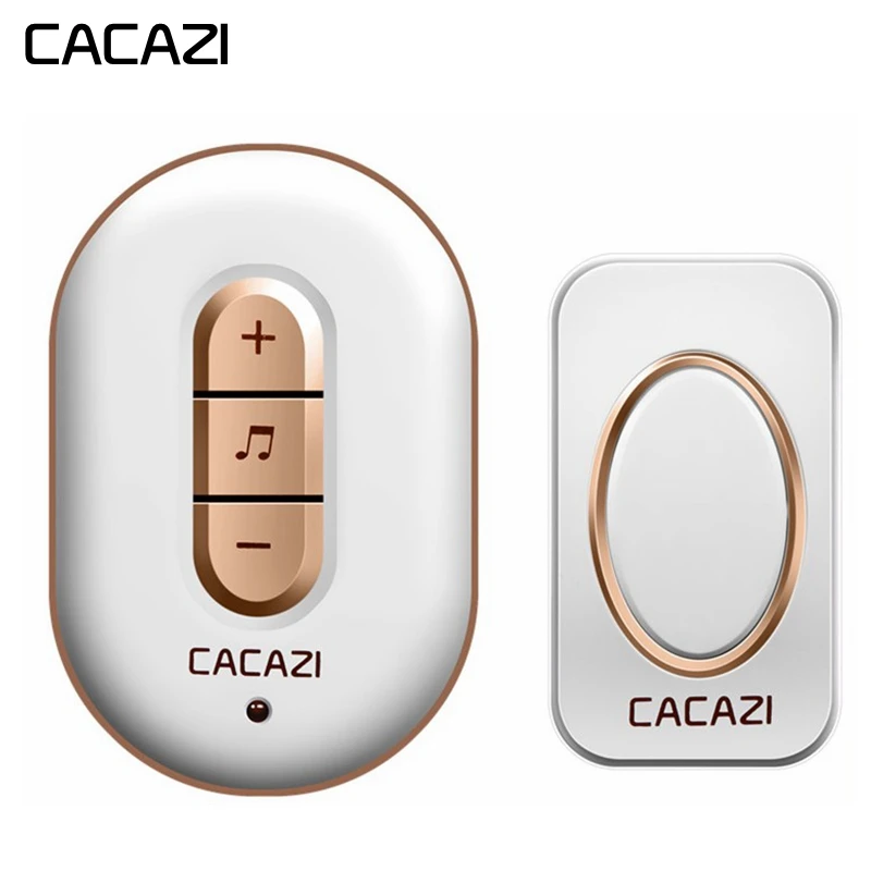 

CACAZI Wireless doorbell Waterproof 280M Remote 1 Battery Button 1 Receiver Smart Home Cordless door bell 48 chimes US Plug