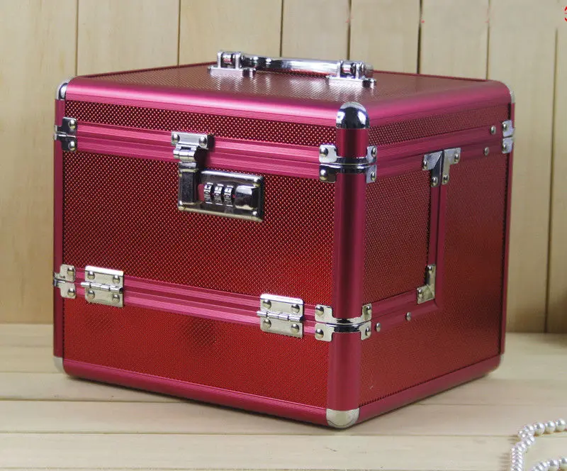 

Red/Silver/Black Professional Bags Waterproof Makeup Storage Organizer Suitcase Large Capacity Jewelry Bags Gift