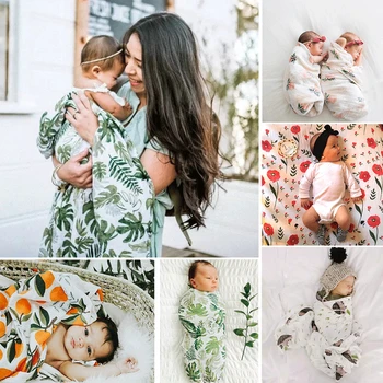 

Babies Sleeping Bags Newborn Baby Cocoon Swaddle Wrap Envelope 100%Cotton Print Baby Blanket Swaddling Wrap + headband