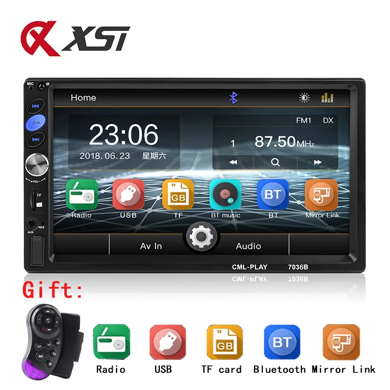 

Car Stereo Bluetooth 7" HD Touch Screen MP5 Player Support BT/FM/AUX/USB/SD Mirror Link Remote Control 2 din Car Radio Autoradio