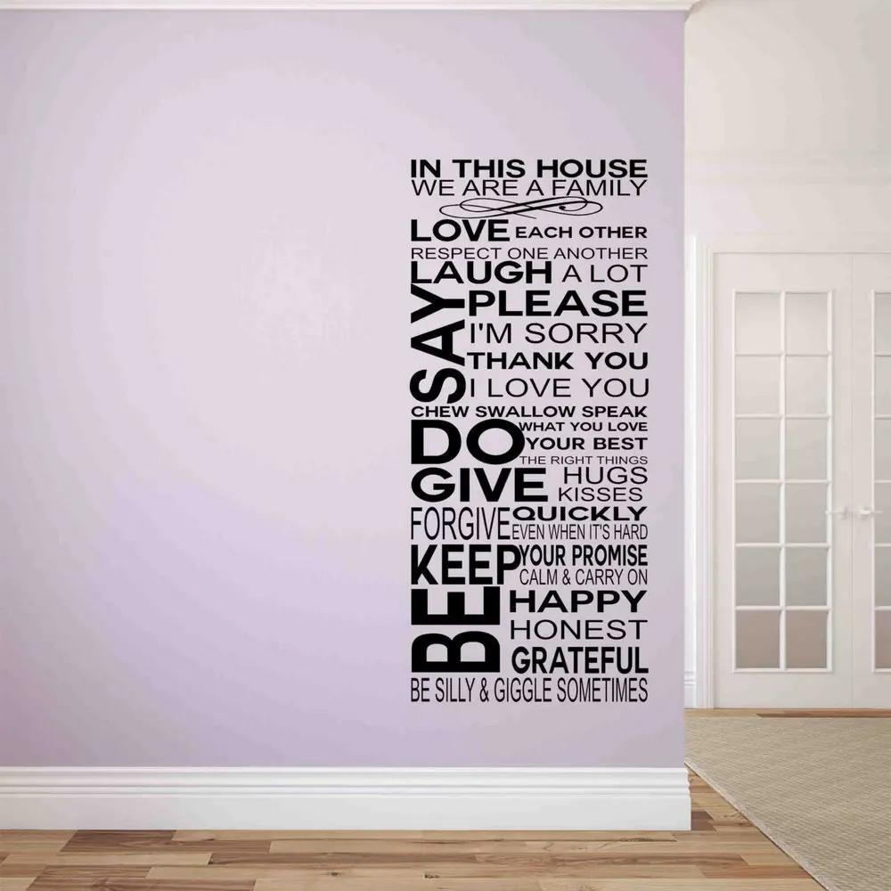 Rules of the House Wall Stickers Family Inspirational Art Decal Vinyl