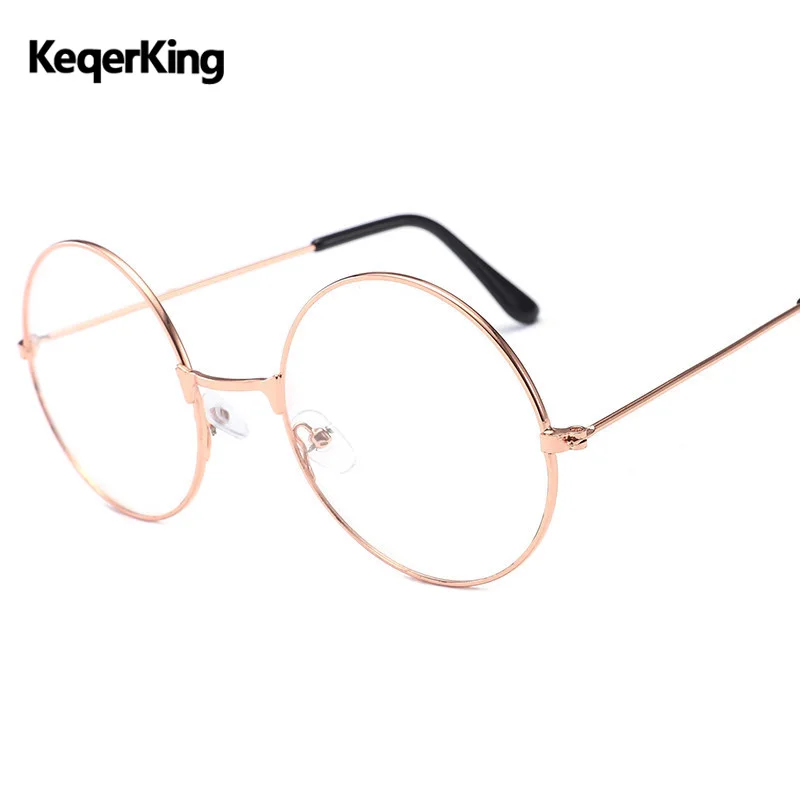 Vintage Designer Metal Zero Diopter Eyewear Retro Upscale Round Glasses Frame Optical Plain Myopia Mirror Unisex Eyeglasse | Аксессуары