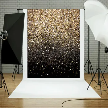 

150*210cm photographic background Vinyl Party Glitter Black Gold Dot Photo Studio Backdrop Photography Party Background new