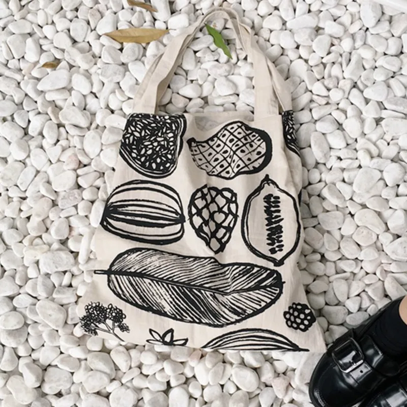 

Super seabob 2019 New Pattern Korean casual large Capacity Single Shoulder Package Concise Printing Canvas handbag Woman DA220