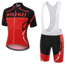 Wolfkei Велоспорт Джерси Ropa Велосипеды Костюмы Hombre Майо Ciclismo велосипед спортивной короткий рукав Велосипедная форма Лето Для мужчин