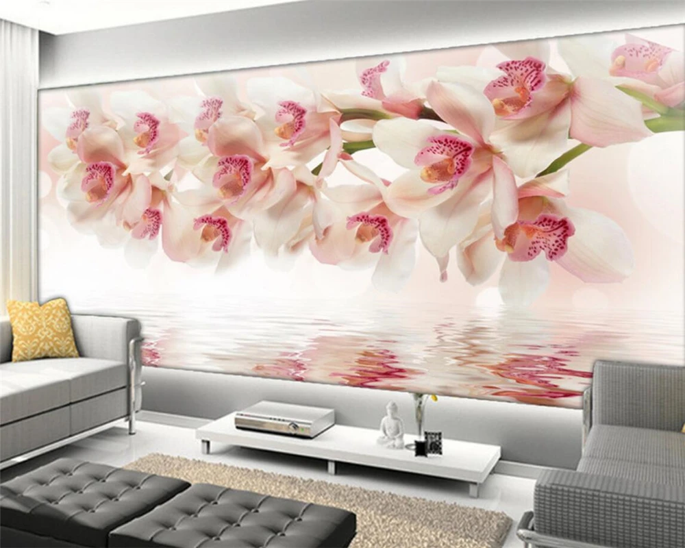 Beibehang Modern home custom 3D fresco wallpaper bedroom television background wallpaper mural dream orchid flower 3d wallpaper Beibehang Modern home custom 3D fresco wallpaper bedroom television background wallpaper mural dream orchid flower 3d wallpaper
