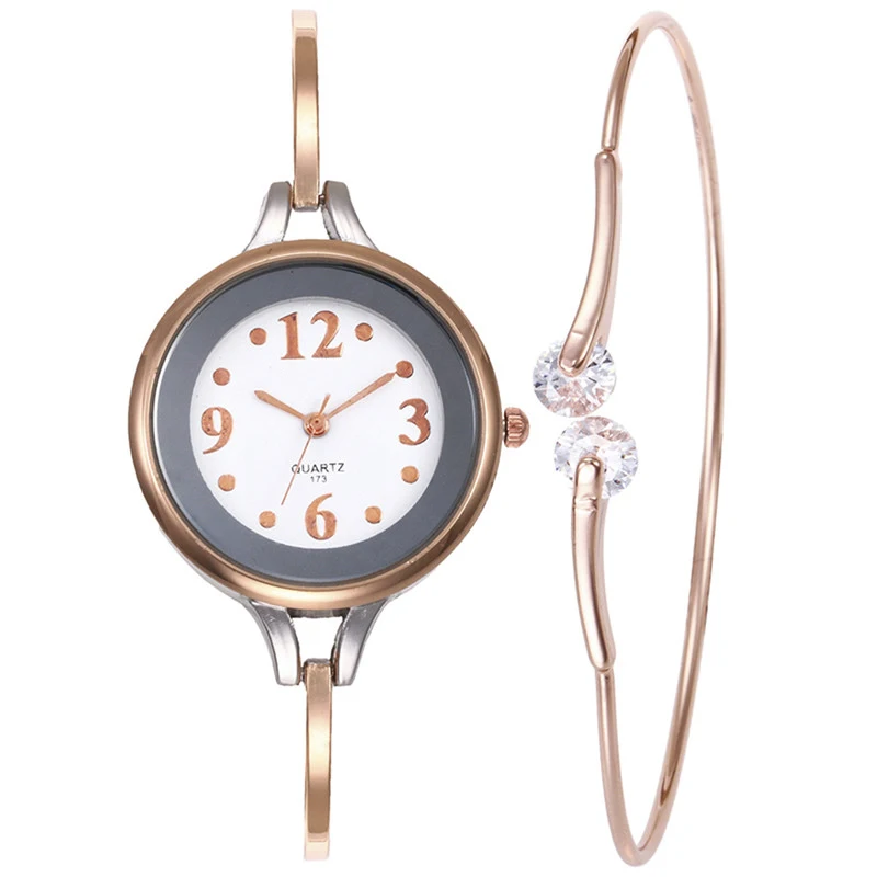 

LASPERAL Women Shiny Crystal Watch Bracelet Gifts Set Rhinestone Luxury Thin Steel Bangle Jewelry Set Quartz Watch Dropshipping