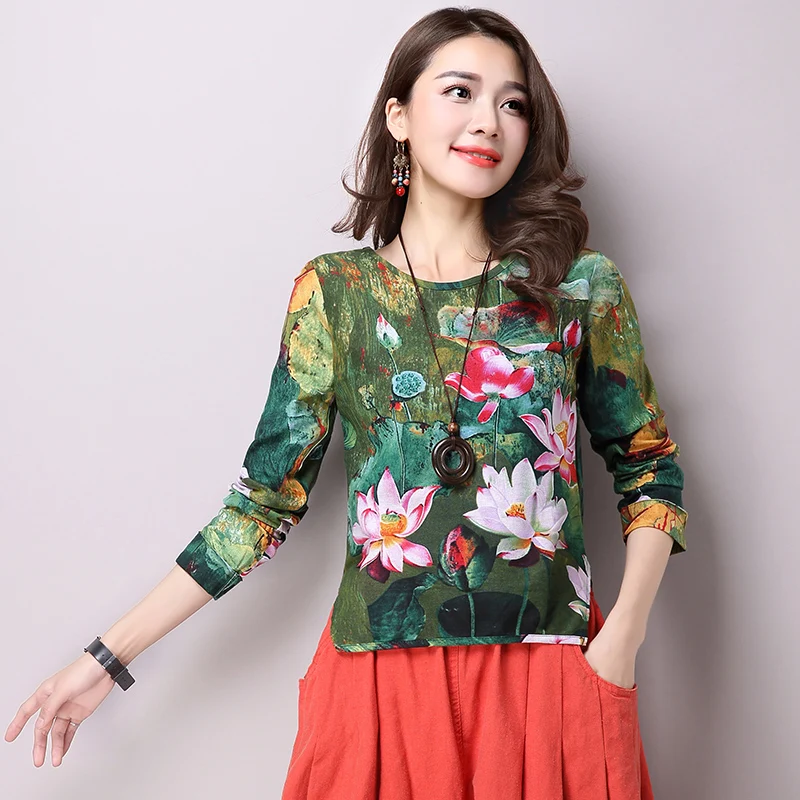 Винтажное платье в этническом стиле лотоса хлопковое льняное большого размера