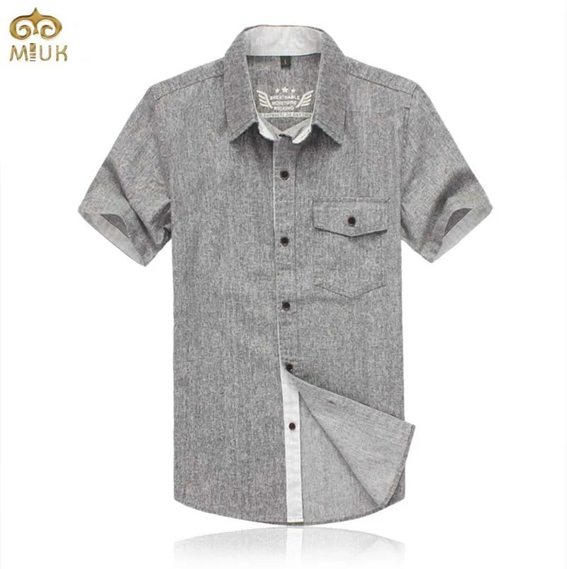 Linen Super Large Size Camisa Masculina 7XL 6XL Gray Brand Clothing Short Sleeve Shirt Imported-clothing Chemise Homme 2016 New