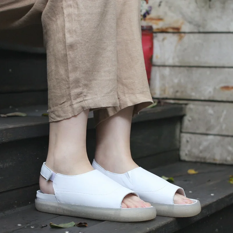 Careaymade-New Cowhide Flat-heeled Leaky-toed Fish-mouth Shallow-mouthed Women's Sandals Leisure Light Soft-soled Sandals Careaymade-New Cowhide Flat-heeled Leaky-toed Fish-mouth Shallow-mouthed Women's Sandals Leisure Light Soft-soled Sandals