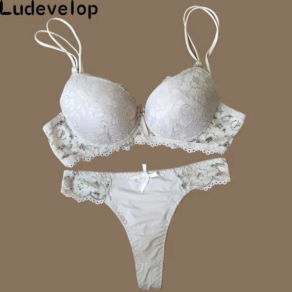 Ludevelop сексуальные стринги кружевной бюстгальтер Push Up Белье женское нижнее белье