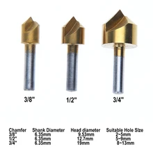 3 шт./компл. 3/8 1/2 3/4 зенковки сверло биты углерода Сталь фаски сверло 90 градусов Круглый хвостовик фрезы Мощность инструменты